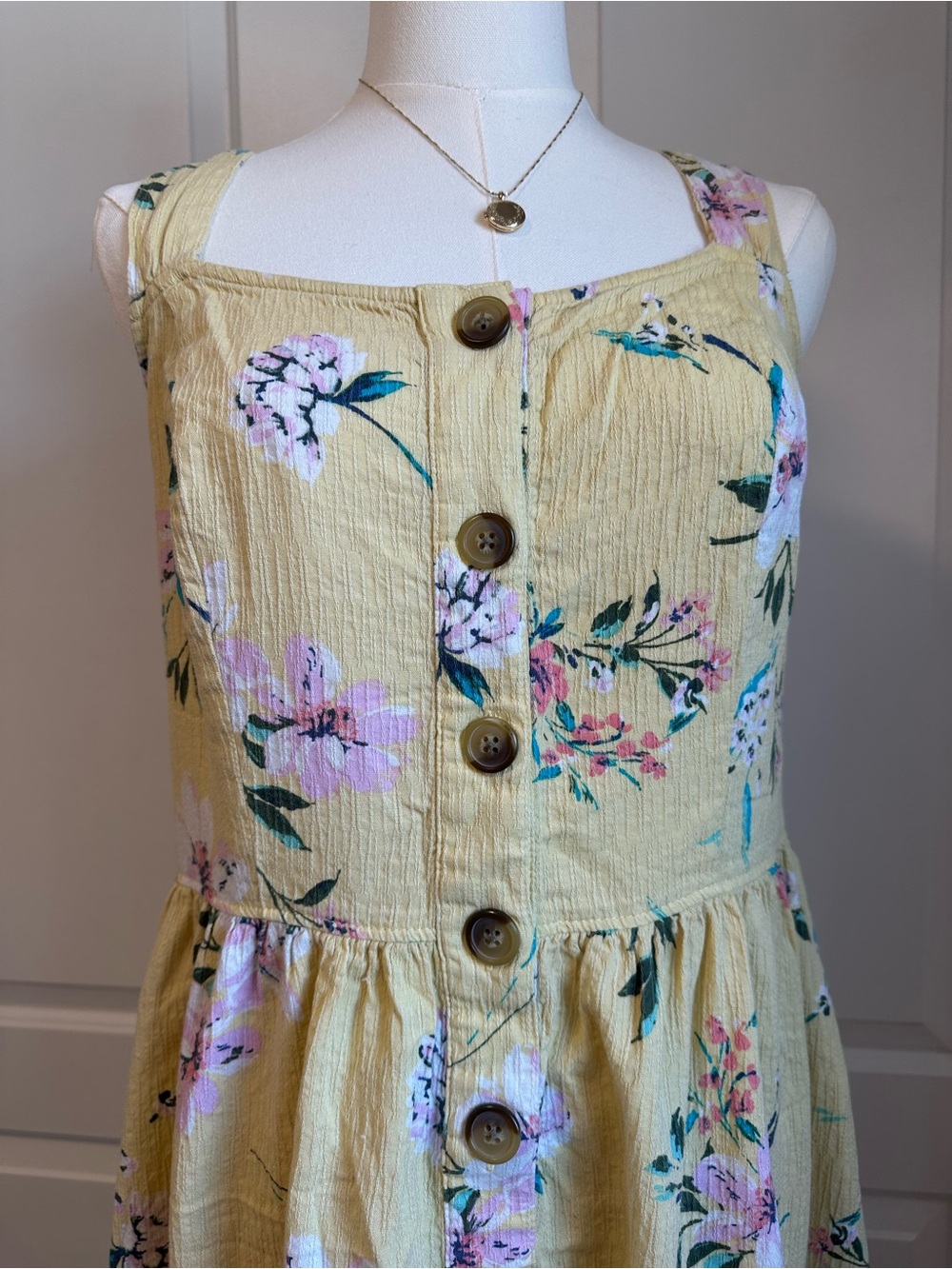 Yellow Floral Button-Front Sundress - Picture 2 of 6
